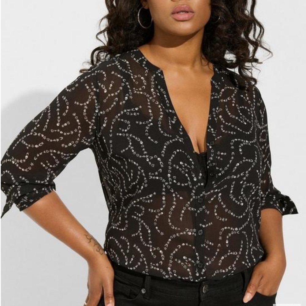 Torrid: Chiffon Pullover Long Sleeve Blouse